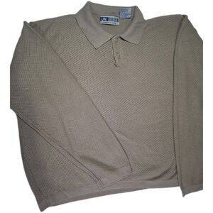 Vintage Un Tied Textured Knit Polo Shirt Tan Beige Boho Grandpa core (L) Korea